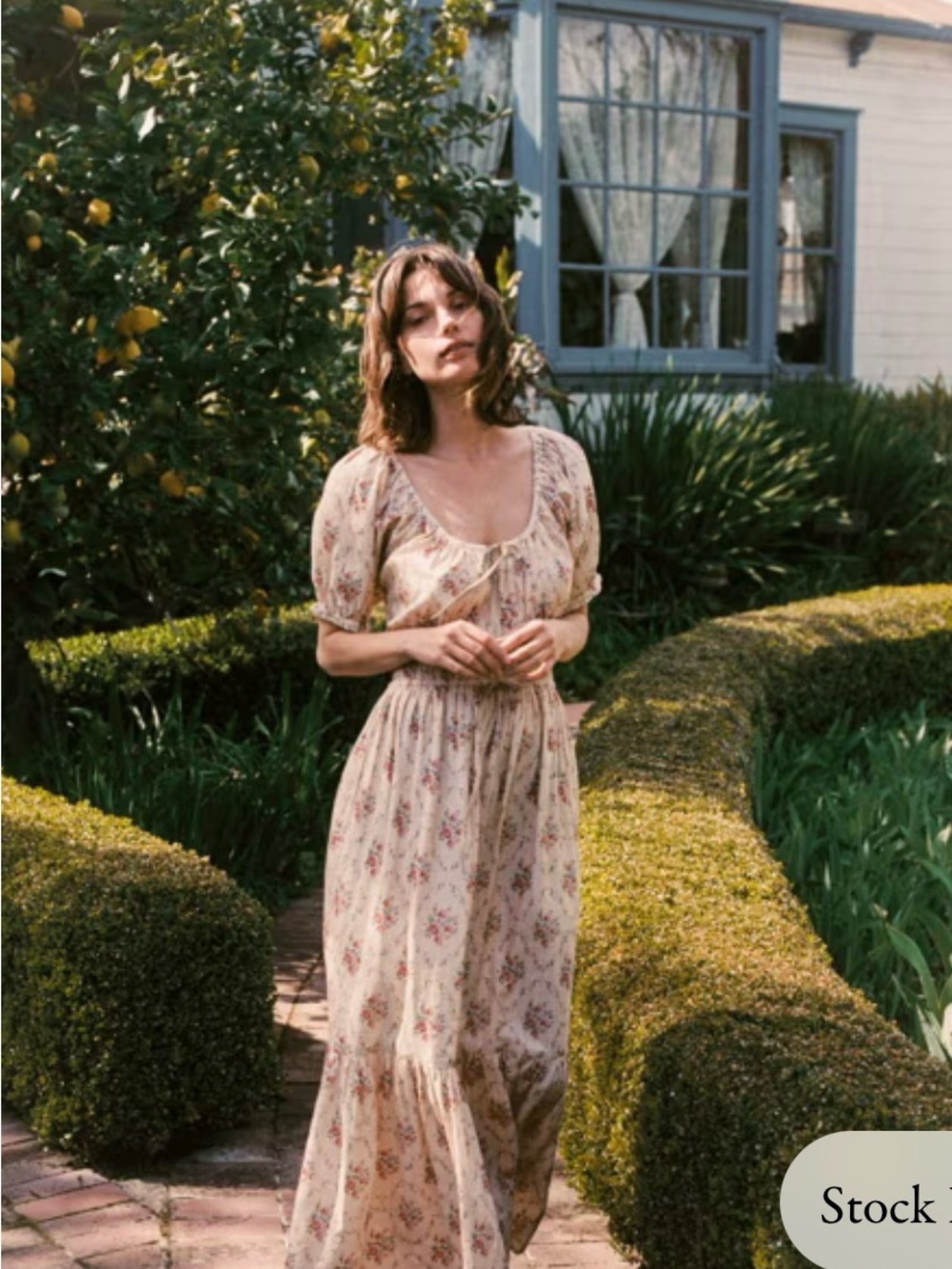 The Brynne Dress | Vine Bouquet Yellow Floral Scoop Neck Short Sleeve Maxi Long